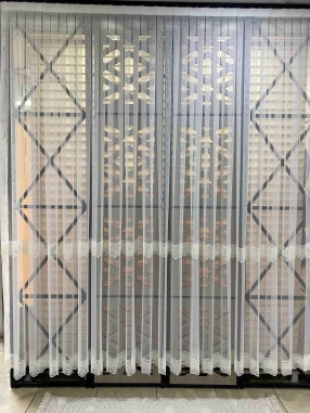 12670 Krem İki Sıralı Grek Tül Perde