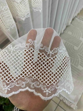 12670 Krem İki Sıralı Grek Tül Perde