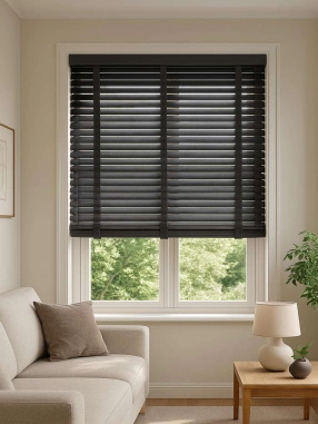 50 MM Antrasit Ahşap Jaluzi Perde