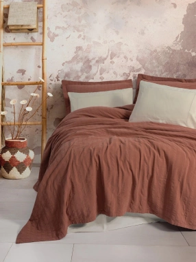 Cotton Box Çift Kişilik Yatak Örtülü Pike Takımı Natura Vilo Kiremit