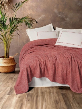 Cotton Box Embrova Şonil Çift Kişilik Pike Takımı Loom Bordo