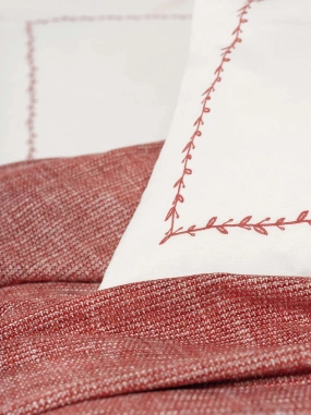 Cotton Box Embrova Şonil Çift Kişilik Pike Takımı Loom Bordo