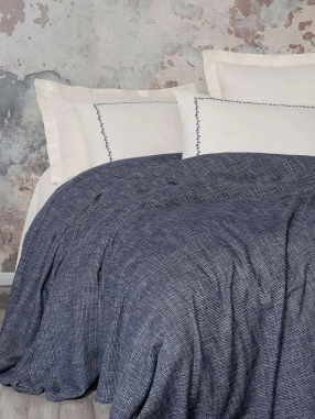 Cotton Box Embrova Şonil Çift Kişilik Pike Takımı Loom Lacivert