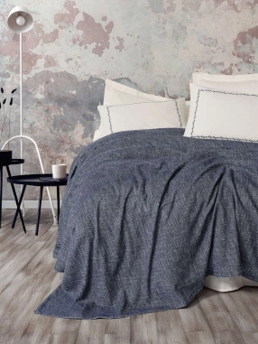 Cotton Box Embrova Şonil Çift Kişilik Pike Takımı Loom Lacivert