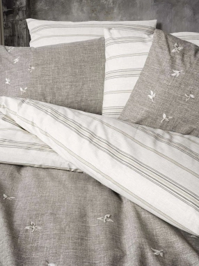 Cotton Box Klein Nakışlı Ranforce Çift Kişilik Nevresim Takımı Moke Kahve