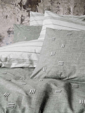 Cotton Box Klein Nakışlı Ranforce Çift Kişilik Nevresim Takımı Patara Gri