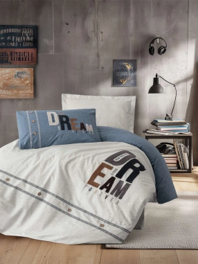 Cotton Box Mood Nakışlı Tek Kişilik Nevresim Takımı Forever Gri