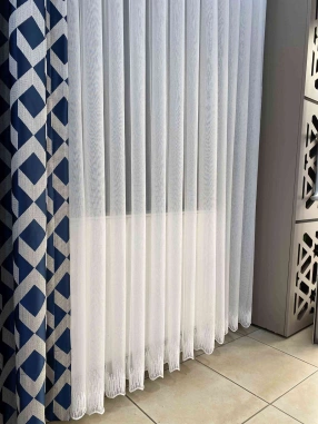 Ecl Çizgili Keten Etek Tül Perde