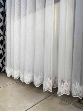 Ecl Çizgili Keten Etek Tül Perde