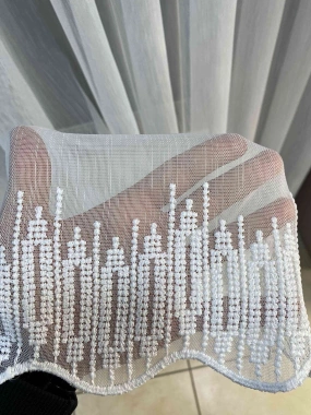 Ecl Çizgili Keten Etek Tül Perde