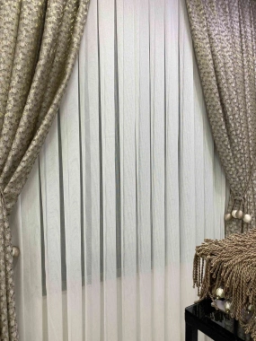 Garden T2281 Çİzgili Ağır Tül Perde