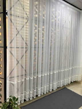 Keten Sıralı Krem Tül Perde 