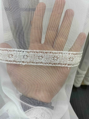 Keten Sıralı Krem Tül Perde 