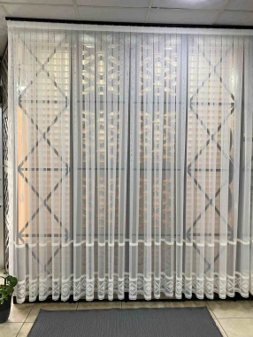 Keten Sıralı Krem Tül Perde 