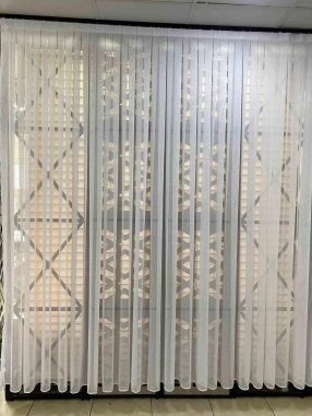 Tai Bambu Çil Beyaz Düz Tül Perde