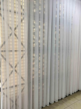 Tai Bambu Çil Beyaz Düz Tül Perde