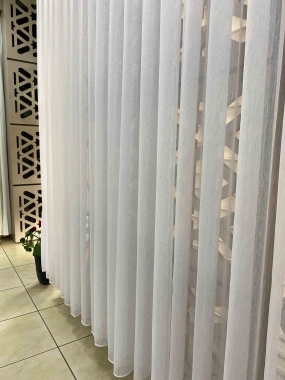 Tai Bambu Çil Beyaz Düz Tül Perde