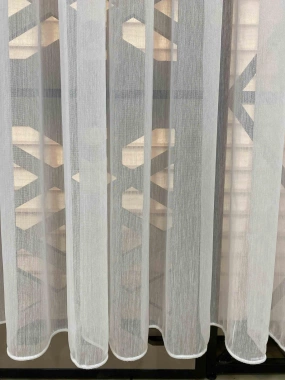 Tai Bambu Çil Beyaz Düz Tül Perde