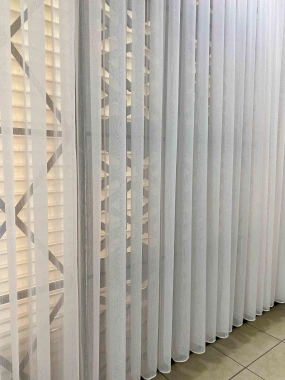 Tai Bambu Çil Beyaz Düz Tül Perde