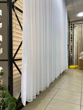 Tai Bambu Çil Beyaz Düz Tül Perde