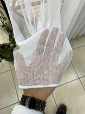 Tai Bambu Çil Beyaz Düz Tül Perde