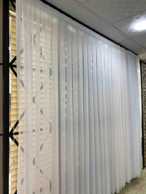 Tai Bambu Çil Beyaz Düz Tül Perde