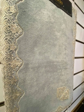 Moda Çeyiz Fransız Dantelli İkili Banyo Paspası Açık Mavi