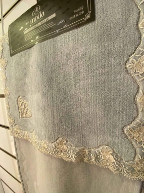 Moda Çeyiz Fransız Dantelli İkili Banyo Paspası Açık Mavi