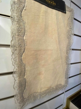 Moda Çeyiz Fransız Dantelli İkili Banyo Paspası Bej