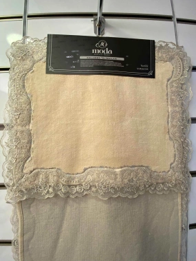 Moda Çeyiz Fransız Dantelli İkili Banyo Paspası Bej