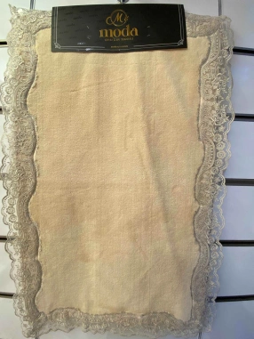 Moda Çeyiz Fransız Dantelli İkili Banyo Paspası Bej