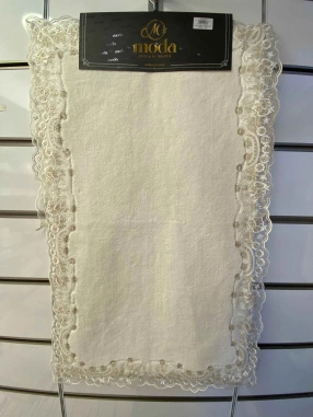 Moda Çeyiz Fransız Dantelli İkili Banyo Paspası Krem