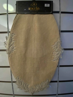 Moda Çeyiz Fransız Dantelli İkili Oval Banyo Paspası Kahverengi