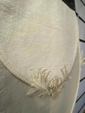 Moda Çeyiz Fransız Dantelli İkili Oval Banyo Paspası Krem