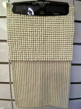 River Home İkili Dekoratif Banyo Paspası Krem