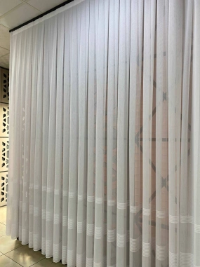 Çizgili Desenli Ağır Gramajlı Tül Perde