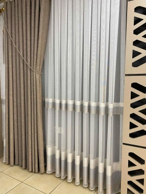 Şerit Detaylı Modern Tül Perde