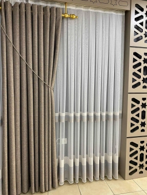 Şerit Detaylı Modern Tül Perde